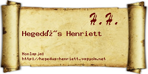 Hegedűs Henriett névjegykártya